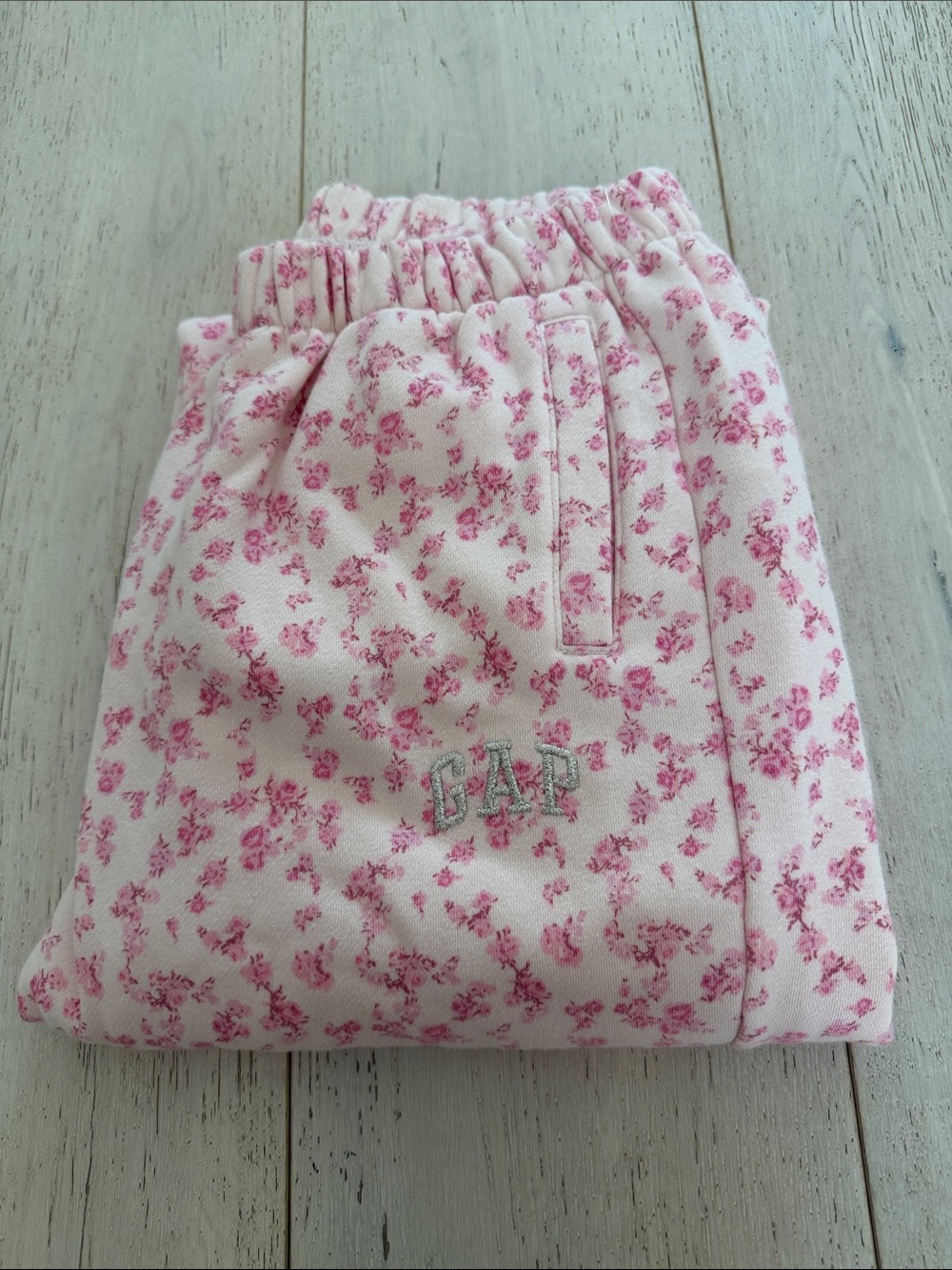 LoveShackFancy White and Pink Floral Kids Pajama Bottoms